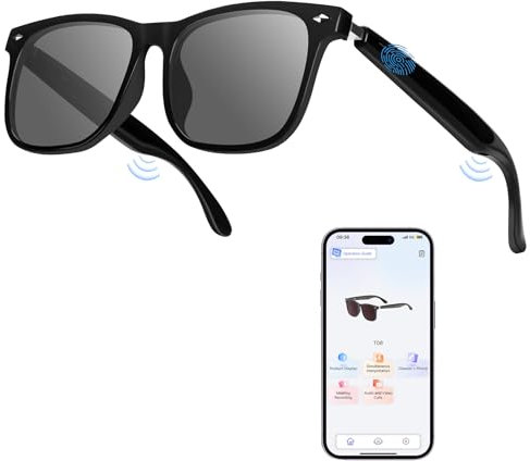 Smart Glasses, Luckits AI Bluetooth Glasses with Speaker 115 Languages AI Translator Accents Real Time Translation UV Protection Polarized Lens Sunglasses Glasses for Men & Woman Gaming Meeting Travel