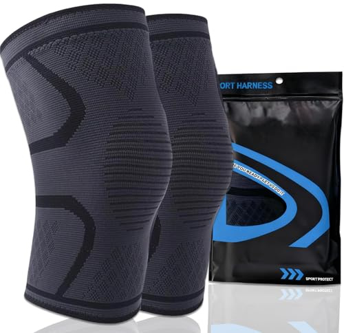 Impoditiongs 2 Pezzi Ginocchiera Rotulea Regolabile, Ginocchiere Supporto Sportiva, ginocchiera da uomo e donna,per Danza Basket Calcio(nero,L)