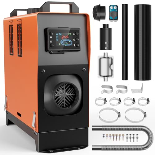 8KW Diesel Heater All in One, Portable Parking Heater with 1.3Gal Fuel Tank, Remote and LCD Panel Control, Fast Heating Low Noise for Truck Van RV Trailer Camper