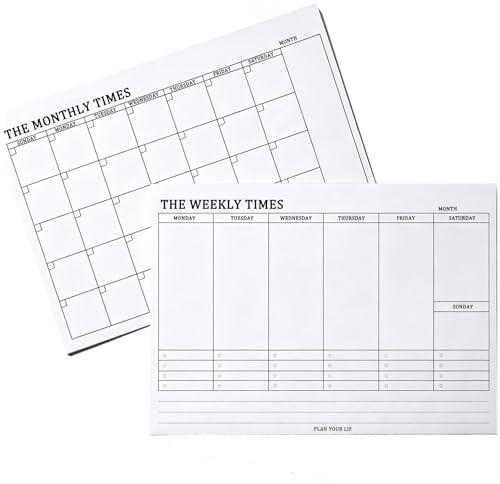 2 Pack Weekly & Monthly Planner Pad, B5 Undated Scheduler, 50 Sheets Per Pad, To Do List for Home, School, Work, Office, Sports Check-in, 24.5 x 17.5cm