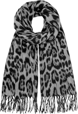 MUNSKT Bufanda de Invierno de Gran Tamaño para Mujer y Hombre, Bufanda de Invierno de Leopardo para Mujer, Bufanda Suave y Gruesa con Estampado de Leopardo, Chal de Moda, Regalo de Navidad, gris, 70