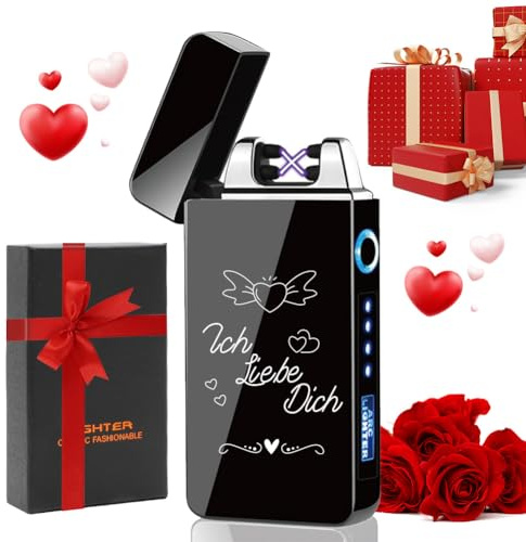 LOMUG Mechero eléctrico, recargable por USB, encendedor de arco eléctrico, regalo para hombres, papá Man (negro San Valentín)