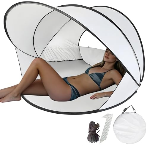 Abri de Plage Pop Up Tente de Plage Automatique Portable avec Protection | UV 50+ et Coupe-Vent, Tente Pare-Soleil pour 2-3 Personnes, Camping Jardin Plage, Bleu