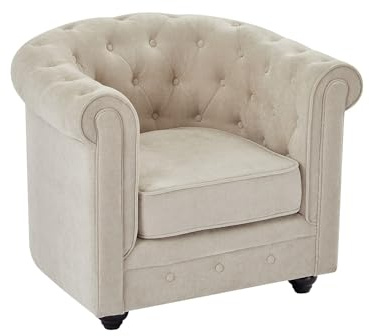 Vente-unique - Sillón clásico 1 Plaza Chesterfield - poliéster - Beige