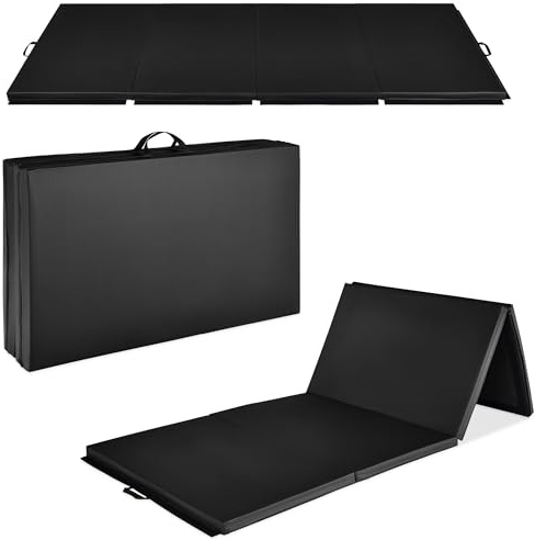 Best Choice Products 10ftx4ftx2in Folding Gym Mat 4-Panel Exercise Gymnastics Tumbling Workout Fitness Floor Mats w/Carrying Handles – Black