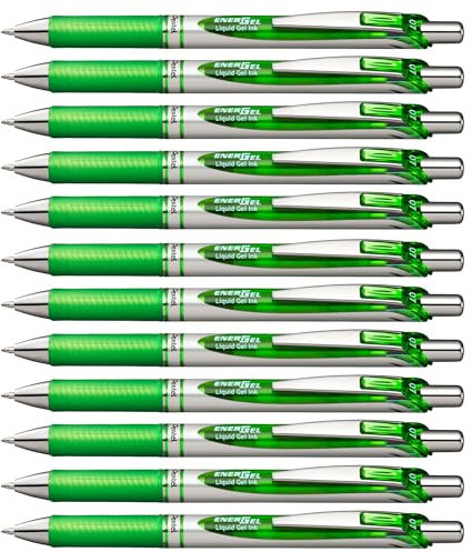 Pentel EnerGel XM BL77 Gelschreiber mit Druckmechanik, hellgrün (12 Stück)