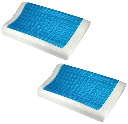 Evergreen web kudde 2 kuddar av memory foam med Coolmax gel stoppning hål 40 x 70 12 cm hög, ortopedisk, allergivänlig tyg, DUPPELWELLE, anti-kvalster, avtagbar, tvättbar