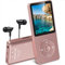 AGPTEK MP3 Player, 16GB verlustfrei MP3 mit 1,8 Zoll Bildschirm, 70 Stunden Wiedergabezeit tragbare Musik Player mit Kopfhörer, mit FM Radio, Bilder, Aufnahmen, E Buch, bis 128GB TF Karte, Rosagold