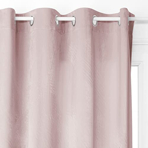 Atmosphera - Rideau occultant Dolce Velours - à Oeillets - Rose 140x260 cm