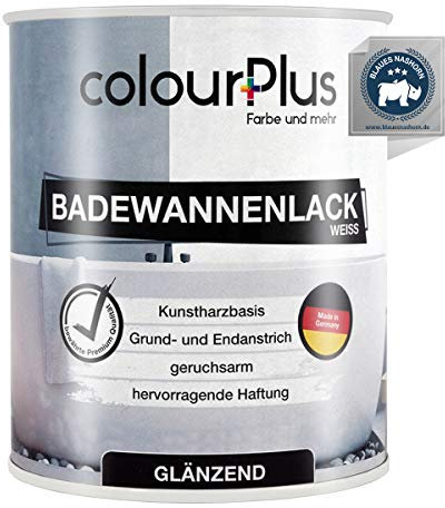 colourPlus® Esmalte para bañeras (750ml, blanco) 1K - brillante Pintura para bañeras blanco - Reparador de bañeras - Esmaltar bañera - Esmalte reparador bañeras - Pintura baño blanca