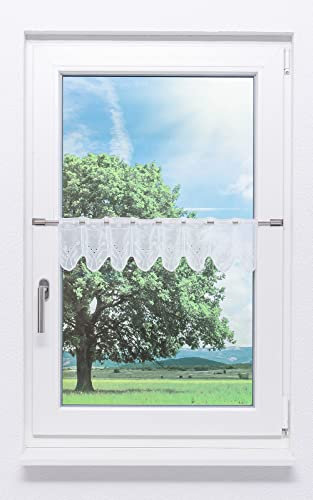LYSEL Scheibengardine Blümchenpaar (Bx H) 96,3cm * 15cm weiß/reinweiß