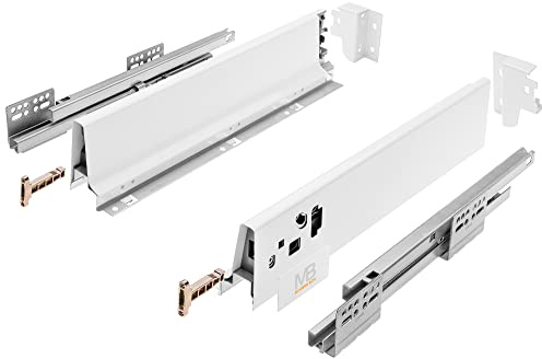 GTV – Modern låda, låda, L = 450 mm, H = 83 mm, vit, tyst stängning, belastning upp till 40 kg, enkel installation, synkronisering av styrvägen, PB-D-KPL450A1