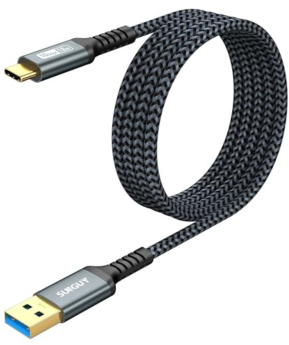 SUNGUY USB C to A Charging Cable, 5FT Braided Type C 3.1 Gen 2 Fast Charging 10Gbps Data Transfer for iPhone 15 Pro Max, Galaxy S24 S23, Switch PS5, Pixel 7