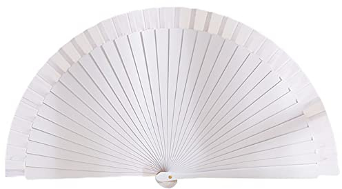 Ventaglio pieghevole in legno colorato tenuto in mano, classico spagnolo ventilatore cinese in stile cinese Theaceae in legno pieghevole ventaglio tenuto in mano, danza Cosplay matrimonio bianco