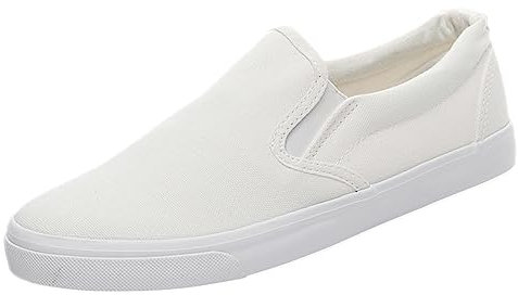 Jamron Hombre Color Sólido Slip On Zapatos de Lona Zapatillas Casual Sneakers Plimsolls Weiß SN0706142 EU42