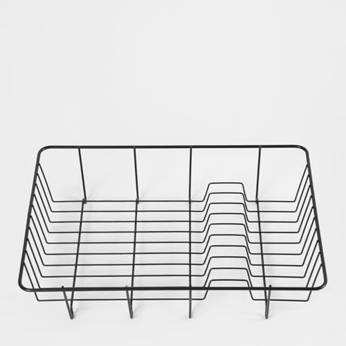 OHS Dish Drying Rack, Sink Drainer Rack Space Saving Kitchen Sink Dish Drainer Durable Wire Metal Easy to Use Kitchen Drainers for Dishes Organising, Black