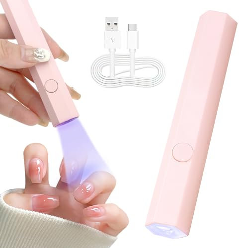 Mini UV Lampe für Gelnägel, Mini UV Lampe Nägel 3W Klein Nagellampe Nageltrockner für Gel Nagellack Wiederaufladbar Handheld Led Nail Lampe Trocknergerät