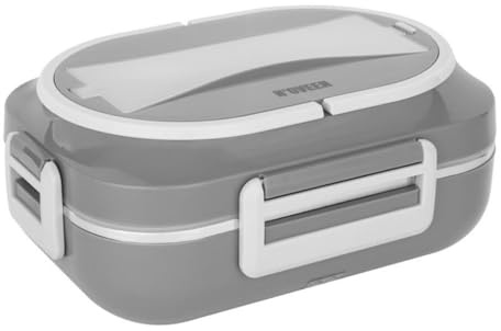 N'OVEEN Elektrische Lunchbox LB540 Dunkelgrau – Heizbarer Edelstahl-Speisebehälter | 1 Liter Fassungsvermögen | Robuste INOX-Konstruktion | Kompakt 24x11x18,5 cm | Ideal für Büro & unterwegs