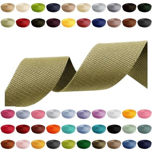 Gurtband 2m 5m 10m 50m, 50 Farben, Breite 10mm 15mm 20mm 25mm 30mm 40mm 50 mm Taschengurt Polypropylen Ideal für DIY-Projekte, Handarbeiten (170) Helles Olivgrün, 30mm x 10m