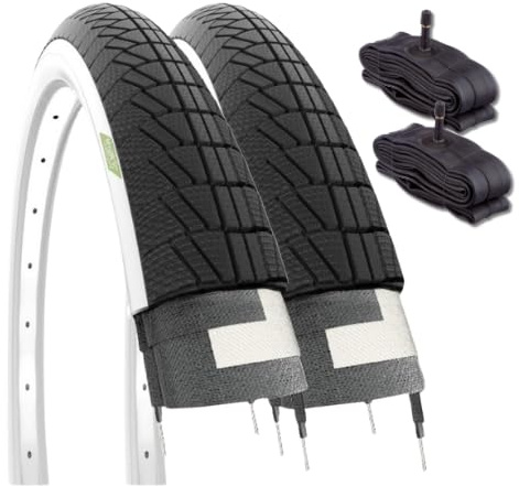 2 neumáticos 16 x 1.75 (47-305) + cámaras Schrader America, neumáticos blancos y negros para bicicleta urbana o infantil Graziella.