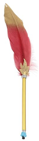 PATIKIL Fjäder kulspetspenna, 0,5 mm fluffig vintage bläckpenna raffinerad pläterad stav fjäderpenna för kontorsmaterial kalligrafi skrift signatur gäst bröllopspresent, mörkröd