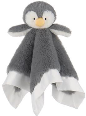 Apricot Lamb Grey Penguin Blanket Cute Comforter Soft Loveys for Baby Boy and Girl, Security Blanket for Babies, Infant and Toddlers, Grey 14 Inches