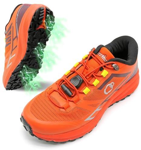 earthinglife grounding trail löpning sko för män Connect to Earth for natual healing, vattentät vandring Shoes, halkfri gummiyttersula för promenader, apelsin, 42 EU