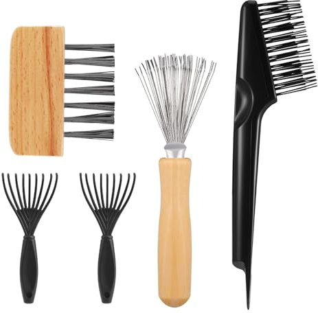 5 Pièces Outil de Nettoyage de Brosse à Cheveux, Peigne de Nettoyage, Peigne de Nettoyage, Nettoyant Poignée En Bois Pour Peigne, Pour Nettoyer Toutes Sortes de Brosses，Tapis, tapis de bain