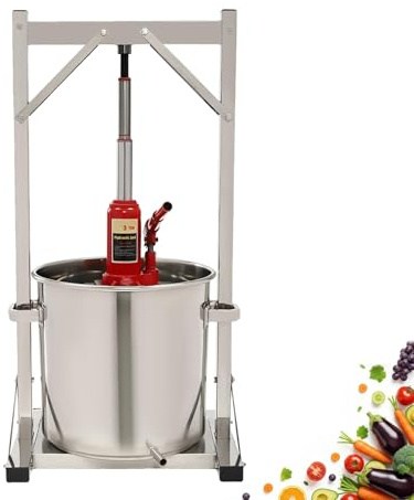 WUCIOA Pressoir à Fruits et vin de 12, 22 et 36 L, pressoir à cidre en Acier Inoxydable avec vérin hydraulique auxiliaire, extracteur de jus Manuel Professionnel pour la Fabrication de jus(12L)