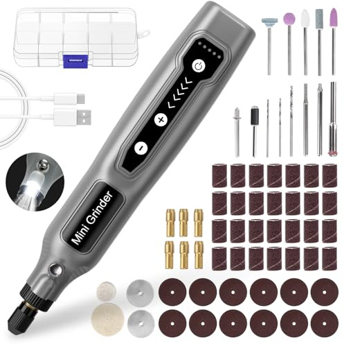Mini Cordless Rotary Tool Kit: 18000 RPM High Speed Power USB Rechargeable Multi Tool, Portable Mini Grinder with LED Light for DIY Engraving Grinding Polishing Cutting Sanding
