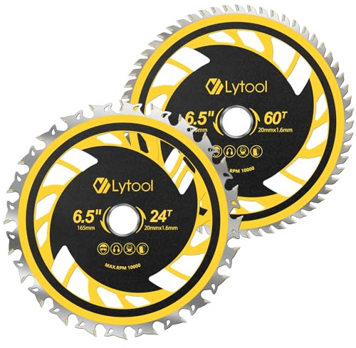 Lame de Scie Circulaire Bois 165 mm,Lytool 2 Pcs Disque à Tronçonner pour-Bois,Disque a Tronconner,Pour Découpe de Planches en Pin
