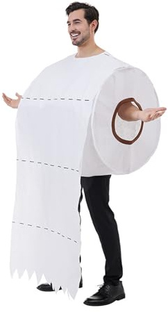 Costume Halloween Costume coppia parodia carta igienica Cosplay costume umoristico per serata mascherata carnevale danza trucco performance scena vestito scenico elegante, bianco, Taglia unica