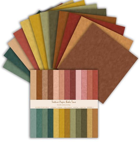 MerwDeeyt Scrapbook Papier 24 Blat Buntes Muster Bastelpapier, Doppelseitiges Blumen Motivpapier Vintage Dekopapier für Journal Scrapbooking Fotoalbum Dekoration (Bunt 5, 15,2 x 15,2 cm)