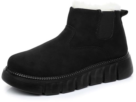 Stivaletti con Pelo Donna Interno Stivali Imbottiti Pelliccia sopra Il Ginocchio Scarponcini Neve Pu Nero 41