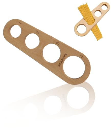 Spaghetti Measure Tool, 1 PC Wood Pasta Measuring Tool with 4 Serving Portion Control Holes, Pasta Measuring Portion Control Tool for Home, Outdoor (Natural Wood Color)