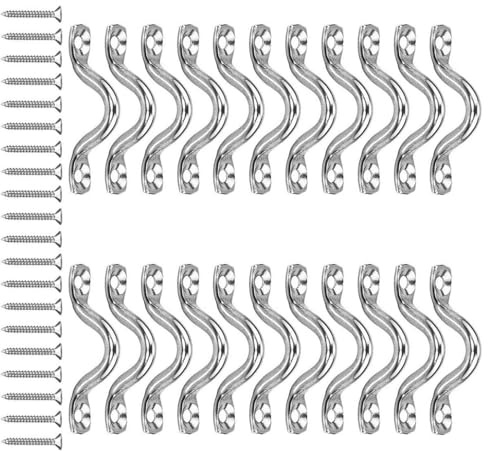 PLCPDM Lot de 22 crochets de plafond haute capacité, cercles en U résistants à l'oxydation avec fixations pour intérieur/extérieur, sangles à œillets en métal inoxydable, support mural antirouille