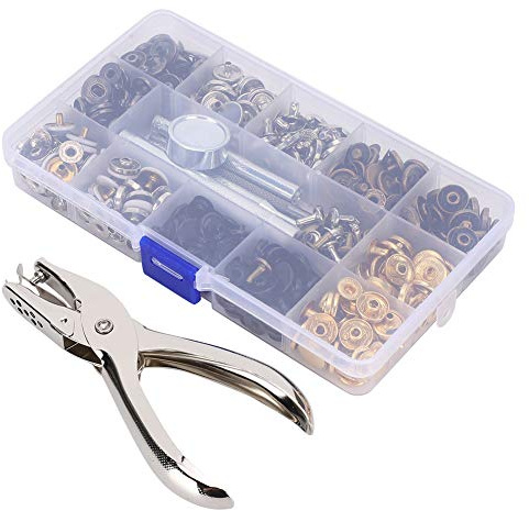 Keenso Nitknappar, Mässing Metall Tryckknappar Set 12,5 Mm med Installationstång, 140 Set i 6 Färger, för Rockar Jeansjackor Sömnad Craft Kläder Reparation