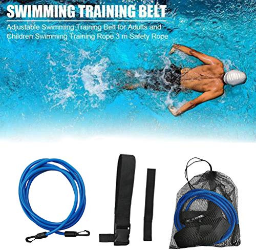 Dilwe Simträningsbälten Simträning med SBR Vadderat Midjebälte Latex Bungee-snöre Justerbar 55 Till 105 Cm för Stationär Simbassängträning för Vuxna och Barn