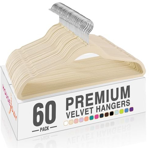 House Day Samt-Kleiderbügel, rutschfest, platzsparend, 60 Stück