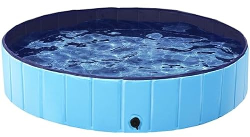 Yaheetech Piscine Chien Pliable 140 x 30cm Piscine Baignoire Chiens Bassin de Baignade Portable Bain pour Chien/Chat Extérieur Intérieur Antidérapant avec Patchs de réparation et Brosse Bleu