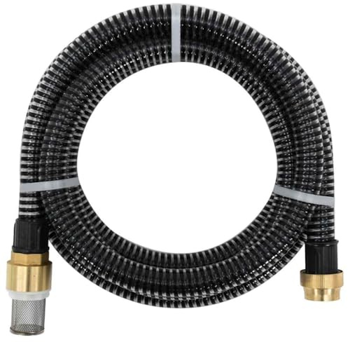 vidaXL Tuyau d'Aspiration avec Raccords en Laiton Pompe de Jardin Tuyau d'Arrosage Installations d'Eau Domestique Filtres à Eau Noir 1,1 7 m PVC