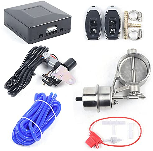 Valvola di scarico 63 mm / ~ 2,5 Ø elettrico acciaio inox alette con 2 telecomandi 12 V 7PSI per tubi con diametro esterno di 2,5 pollici