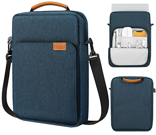 MoKo 13,3-14 Laptop Hülle, Tragetasche Kompatibel mit MacBook Air 13 M3 M2 2024-2018, MacBook Pro 14 M3 M2 2024-2021, Galaxy Tab S8 Ultra 14,6, Tragetasche mit Schultergurt & Griff, Indigo