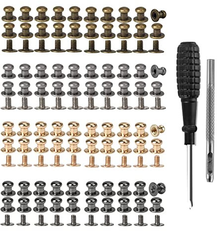 Leder Nieten 80 Stück Hohlnieten 5mm Kopfnieten Schrauben Nieten mit Locher Werkzeug füR Diy Handwerk Leder Ledertaschen GüRtel