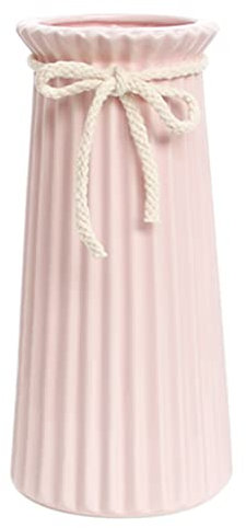 Vase Rosa 19 cm Hoch, Blumenvasen Modern aus Keramik für Tischdeko Innenbereich, Deko Vasen für Pampasgras