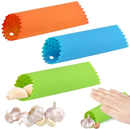 3 Piezas Pelador de Ajo de Silicona, Rollo de Pelador de Ajos, Rodillo de Tubo de Pelado de Ajo, Rodillos de Ajo, Fácil de Pelar Ajo Gadgets de Cocina