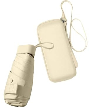 Ruspela Faltbarer Reise-Regenschirm - Kleiner Kompakter Schirm für Sonne und Regen, Winddicht, UV-Schutz Mit Reißverschluss-Tasche für Damen und Mädchen, Gelb, Medium