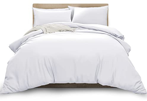 MOONLIGHT20015 King Duvet Cover Set White Solid Soft King Bedding Duvet Cover with 2 Matching Pillowcases