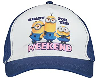 Minions Barnkeps för pojkar och flickor, justerbar basebollkeps i 100 % bomull, mörkblå mössa med Kevin, Stuart & Bob-design, solskydd för sommar och fritid, en storlek 52–54