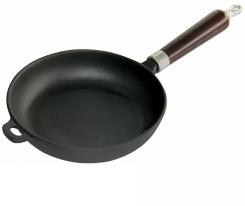 Luckyberg Gusseisepfanne, Pfanne mit abnehmbarem Griff zur praktischen Aufbewahrung | Für alle Herdarten, Grillfpanne mit Griff für gesundes Kochen und Braten. (⌀ 24cm)